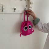 Weiyinxing Spring Style Women's Bucket Korean Version Pu Bucket Handbag Big Eyes Lovely One-Shoulder Straddling Women's Bag