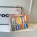 Weiyinxing Capacity Canvas Bag Woman Gentle Woman2024 New Tide Rainbow Letter Tote Bag Handbag Single Shoulder Bag