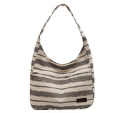 Weiyinxing New Single Shoulder Bag Women's Bag Fashion Versatile Simple Fashion Korean Version Large Capacity Striped Hand Canvas Bag