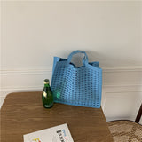Weiyinxing Female Korean Version Spring And Summer Woven Bag Large Volume Tot Bag Shopping Bag Waffle Hand-Woven Hollowed-Out Handbag