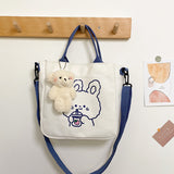 Weiyinxing Canvas Bag Lovely Cartoon One-Shoulder Bag For Students Leisure Slung Tutorial Bag Large-Capacity Handbag