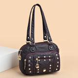 Weiyinxing Women's Bag Vintage Washing Leather Fashion Diamond Splicing Oblique Handbag Handbag New Mobile Phone Shoulder Bag