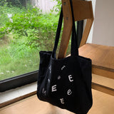 Weiyinxing Women's One-Shoulder Double-Sided Letter Printed Canvas Bag Todd Handbag Simple Leisure Student Bag