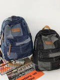 Weiyinxing Version Lazy Cowboy Schoolbag College Style Middle School Students' Backpack Water Washed Retro Spliced Denim Pair