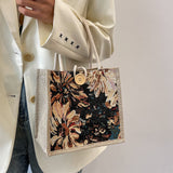Weiyinxing Korean Version Handbag Bag Female Fashion Linen Carry Rice Bag New Ins Canvas Hand Carry Lunch Box Bag