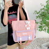 Weiyinxing Large Capacity Hand Carrying Book Bag Cram Bag Students Lovely High School Students Make Up A Lesson Handbag Junior High School Students Cross-Body Bag