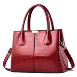 Weiyinxing [Recommended] Bright Leather Handbag 2024 New Stone Grain Simple Women's Bag Large Capacity Single Shoulder Cross-Body Bag