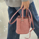 Weiyinxing Homemade Bag Women's 2024 New Spring Style Leisure Pink Handbill Shoulder Slung Bag Small Bucket Bag