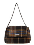 Weiyinxing New Autumn And Winter Style 2024 Vintage Tweed Plaid Tote Women's Bag Is A Wandering Bag, A Handbag Under The Armpit, An Oblique Straddle Bag.