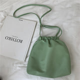 Weiyinxing Female 2024 New Candy Color Mini Pu Handbag Mobile Bag One Shoulder Straddling Bucket Soft Bag Girl