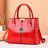 Weiyinxing [Women's Bag] Bright Leather Handbag 2024 New Stone Grain Women's Bag Large Capacity Single Shoulder Cross-Body Bag