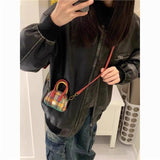 Weiyinxing Red Book With Cute Mini Headphone Bag 2024 New Christmas Plaid Handbag Small Change Lipstick Bag