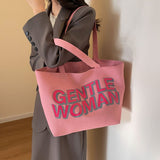 Weiyinxing Gentlewoman Large Letter Print Canvas Bag 2024 New Textured Casual Hand Single Shoulder Bag