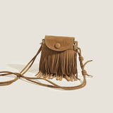 Weiyinxing Design Women's Bag 2024 New Vintage Tassel Bag Simple Square Bag With One Shoulder Slung