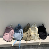 Weiyinxing Girls Korean Version Of The New Backpack Nylon Backpack Leisure Student Schoolbags 100 Cloth Bags Lovers Pure Color Trend