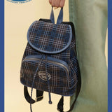 Weiyinxing Retro Blue Checkered Classic Universal Commuter Students' Large-Capacity Backpacks
