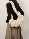 Weiyinxing Version Kosong Niujiao Plush Fold Cloud Bag Autumn And Winter New One-Shoulder Bag Women's Fashionable Plush Bag