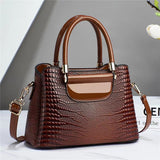 Weiyinxing Chen Female Bag] Bright Leather Stone Grain Bucket Bag 2024 New Handbag Large Capacity Women's Shoulder Bag