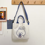 Weiyinxing Canvas Bag Lovely Cartoon One-Shoulder Bag For Students Leisure Slung Tutorial Bag Large-Capacity Handbag