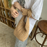 Weiyinxing Version Of Holiday Style One-Shouldered Straw Bag Underarm Bag Binding Design Small Bucket Bag Large-Capacity Holiday Handbag Ins
