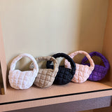 Weiyinxing Pleated Bag Cloud Bag Small Plaid Down Cotton Suit Bag 2024 New Hand Bag Fashion Handbag