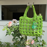 Weiyinxing Handbags For Women, Hand-Woven Buns, Mother Bags, Cute Pendant, Holiday Style, Leisure, Hand-Hollowed-Out Women's Bags.