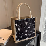 Weiyinxing Ins Canvas Handbag 2024 Summer Students Carry Lunch Box Bento Bag Cosmetics Storage Bag