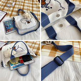 Weiyinxing Canvas Bag Lovely Cartoon One-Shoulder Bag For Students Leisure Slung Tutorial Bag Large-Capacity Handbag