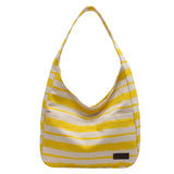 Weiyinxing New Single Shoulder Bag Women's Bag Fashion Versatile Simple Fashion Korean Version Large Capacity Striped Hand Canvas Bag