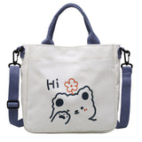 Weiyinxing Canvas Bag Lovely Cartoon One-Shoulder Bag For Students Leisure Slung Tutorial Bag Large-Capacity Handbag