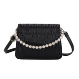 Weiyinxing Minority Bag Women's Bag 2024 New Chaoqiu High-Grade Wrinkle One-Shoulder Bag Pearl Handbag Oblique Bag