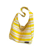 Weiyinxing New Single Shoulder Bag Women's Bag Fashion Versatile Simple Fashion Korean Version Large Capacity Striped Hand Canvas Bag