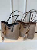 Weiyinxing Large-Capacity Plaid Bag Female 2024 New Fashionable Commuter Style One-Shoulder Bag Todd Bucket Bag