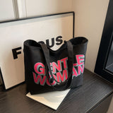 Weiyinxing Gentlewoman Large Letter Print Canvas Bag 2024 New Textured Casual Hand Single Shoulder Bag