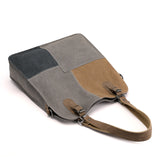 Weiyinxing One Shoulder Cross-Body Bag 2024 New Vintage Stitching Handbag Lady Large Capacity Canvas Contrast Women's Bag