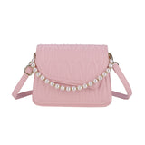 Weiyinxing Minority Bag Women's Bag 2024 New Chaoqiu High-Grade Wrinkle One-Shoulder Bag Pearl Handbag Oblique Bag