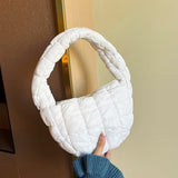 Weiyinxing Pleated Bag Cloud Bag Small Plaid Down Cotton Suit Bag 2024 New Hand Bag Fashion Handbag