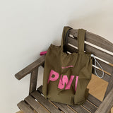 Weiyinxing Bag Women's One-Shoulder Rope Drawing Design Large Bag Letter Printed Nylon Retro Leisure Bucket Bag