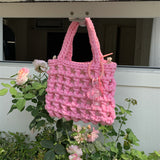 Weiyinxing Handbags For Women, Hand-Woven Buns, Mother Bags, Cute Pendant, Holiday Style, Leisure, Hand-Hollowed-Out Women's Bags.