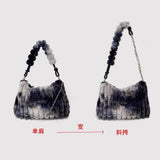 Weiyinxing Individual Wool Bag 2024 New Ink Retro One-Shoulder Oblique Straddle Bag Underarm Bag Large-Capacity Handbag Woman