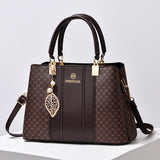 Weiyinxing Chen Female Bag] 2024 Spring / Summer New Fashion Handbag Middle-Aged Large Capacity Spell Color One-Shoulder Cross-Body Bag Tide