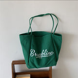 Weiyinxing Woman 2024 New Korean Version Simple Large-Capacity Letter Canvas Bag Handbag Retro Little Fresh Girl