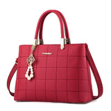 Weiyinxing [Recommended] Women's Bag 2024 Embroidered Thread Plaid Handbag Middle-Aged Mother Bag Large Capacity Single Shoulder Cross-Body Bag