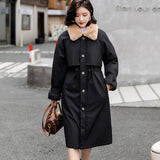 2024, Cotton Jacket Women Long Over The Knee Korean Version Loose Plus Velvet And Thick Trench Coat Pie To Overcome The Overalls Student Coat Winter