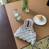 Weiyinxing Bag, Women's Leisure Handbag, Small Cute Bucket Bag, Hollowed-Out Handbag, Hand-Carried Daily Bag.
