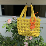 Weiyinxing Handbags For Women, Hand-Woven Buns, Mother Bags, Cute Pendant, Holiday Style, Leisure, Hand-Hollowed-Out Women's Bags.