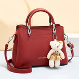 Weiyinxing Handbag Women 2024 New Casual Women's Shoulder Bag Large Capacity Soft Leather Multi-Layer Bear Pendant Women's Bag