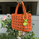 Weiyinxing Handbags For Women, Hand-Woven Buns, Mother Bags, Cute Pendant, Holiday Style, Leisure, Hand-Hollowed-Out Women's Bags.