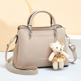 Weiyinxing Handbag Women 2024 New Casual Women's Shoulder Bag Large Capacity Soft Leather Multi-Layer Bear Pendant Women's Bag
