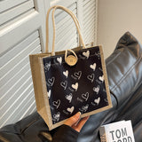 Weiyinxing Ins Canvas Handbag 2024 Summer Students Carry Lunch Box Bento Bag Cosmetics Storage Bag